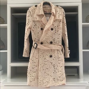 New Interdee cream lace trench coat, size 8